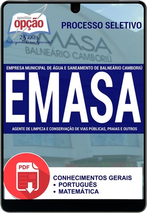 Apostila EMASA  / SC - AGENTE DE LIMPEZA E CONS DE VIAS PÚBLICAS, PRAIAS E OUTROS - Março/2016 |