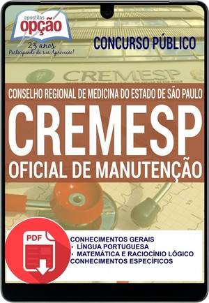 Apostila Concurso CREMESP 2016 - OFICIAL DE MANUTENÇÃO - Setembro/2016 |