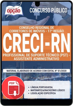 Apostila Concurso CRECI RN - PROFISSIONAL DE SUPORTE TÉCNICO (PST) - ASSISTENTE ADMINISTRATIVO - Fevereiro/2020 |