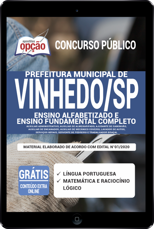 Apostila Prefeitura de Vinhedo - SP em PDF - Ensino Alfabetizado