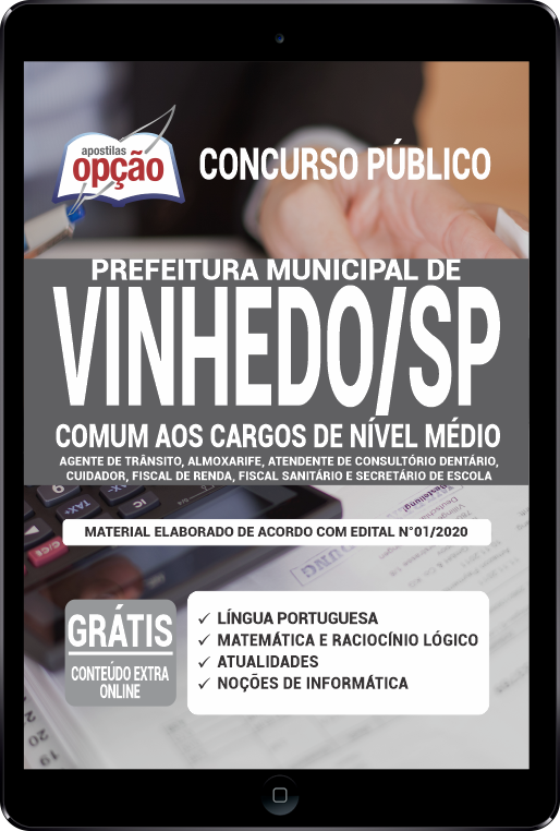 Apostila Prefeitura de Vinhedo - SP em PDF - Nível Médio