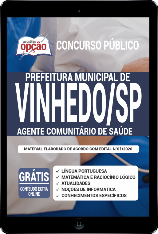 Apostila Prefeitura de Vinhedo - SP em PDF - Agt de Saúde