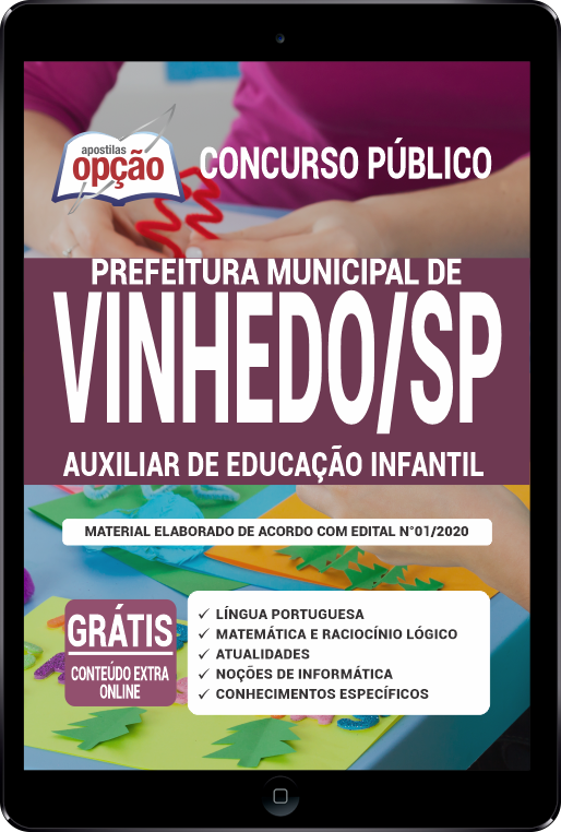 Apostila Prefeitura de Vinhedo - SP em PDF - Auxiliar de Educação