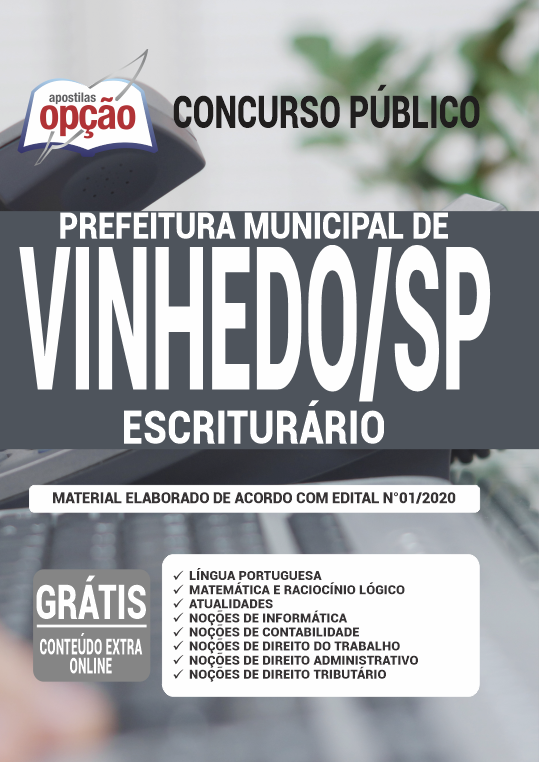 Apostila Prefeitura de Vinhedo - SP - Escriturário