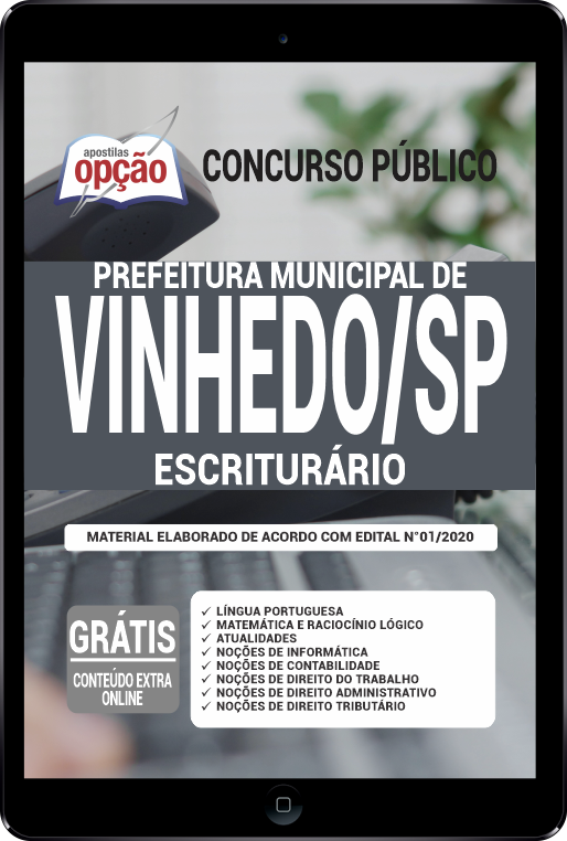 Apostila Prefeitura de Vinhedo - SP em PDF - Escriturário