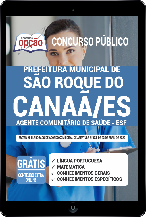 Apostila Prefeitura  de São Roque do Canaã - ES em PDF - Agente de Saúde