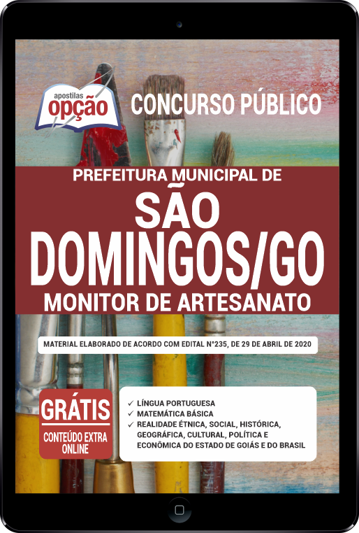 Apostila Prefeitura  de São Domingos - GO em PDF - Monitor de Artesanato –