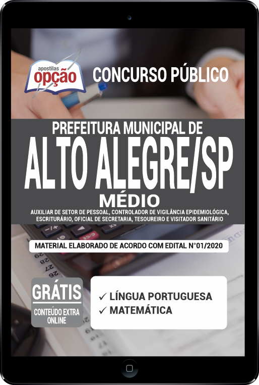 Apostila Prefeitura  de Alto Alegre - SP em PDF - Nível Médio