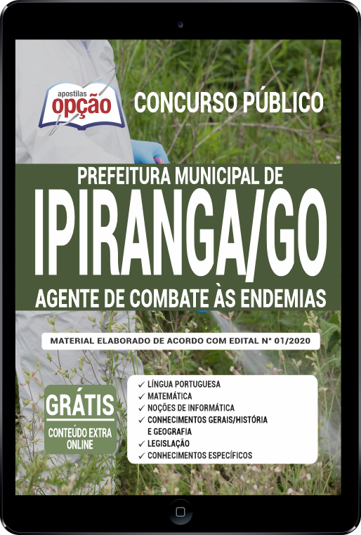 Apostila  Prefeitura  de Ipiranga - GO em PDF - Agt C ás Endemias