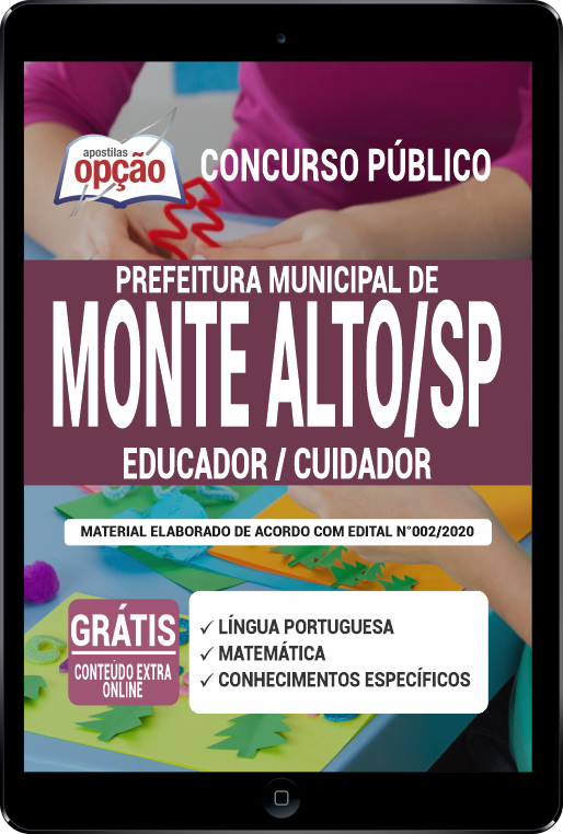 Apostila Prefeitura de Monte Alto - SP em PDF - Educador/Cuidador