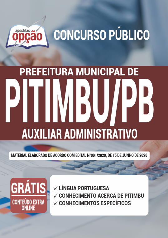 Apostila Prefeitura de Pitimbu - PB - Auxiliar Administrativo