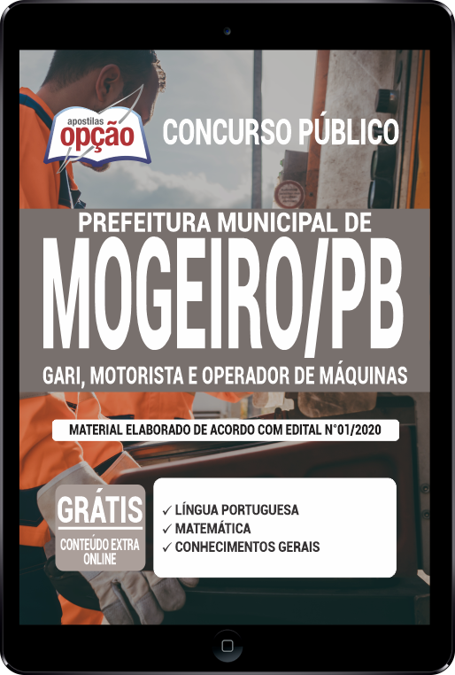 Apostila Prefeitura de Mogeiro - PB em PDF - Gari, Motorista