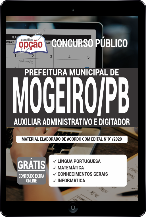 Apostila Prefeitura de Mogeiro - PB em PDF - Auxiliar Administrativo