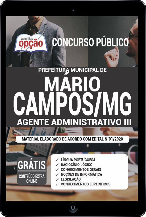 Apostila Prefeitura  de Mário Campos - MG em PDF - Agente Administrativo III