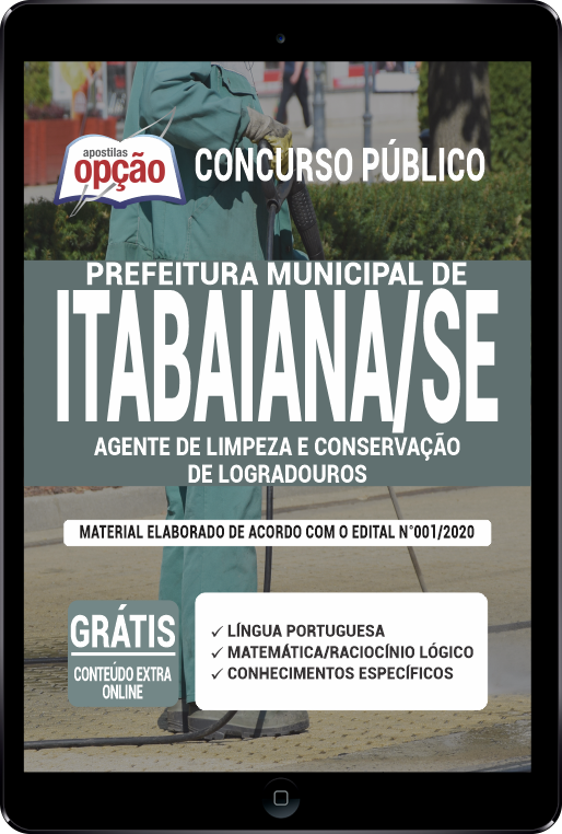 Apostila Prefeitura  de Itabaiana - SE em PDF - Agente de Limpeza