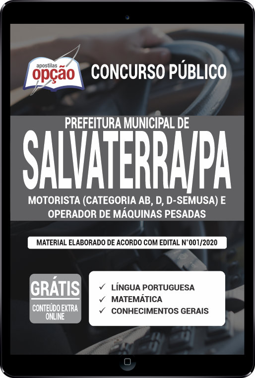 Apostila Prefeitura  de Salvaterra - PA em PDF - Motorista e Operador de Maq