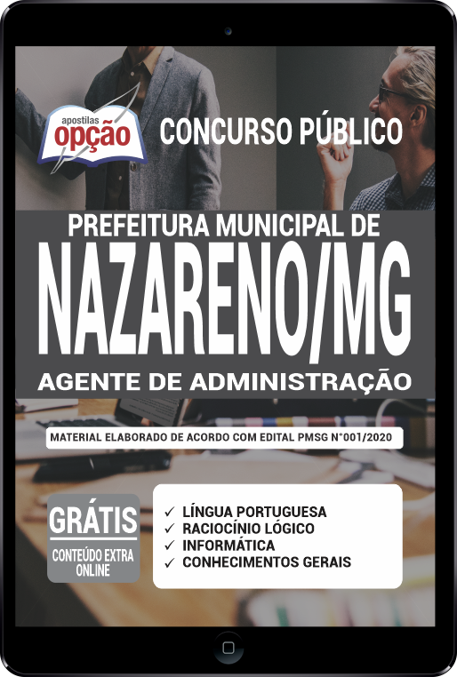 Apostila Prefeitura de Nazareno - MG em PDF - Agente de Administração