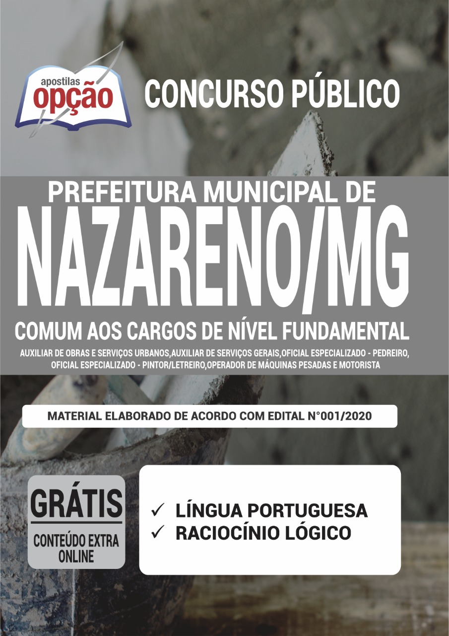 Apostila Prefeitura de Nazareno - MG- Cargos de Nível Fundamental