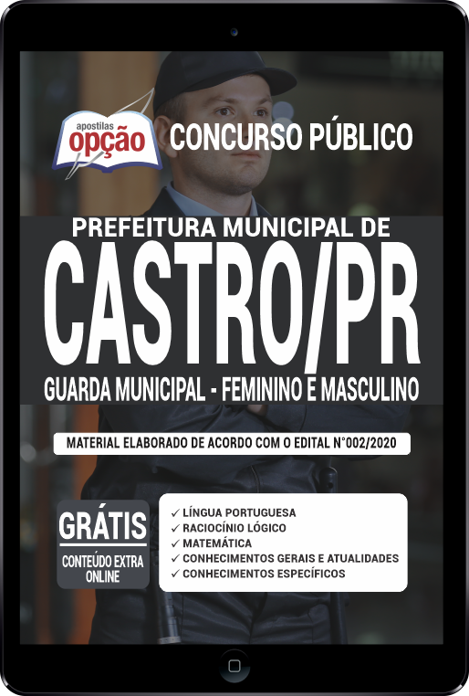 Apostila Prefeitura de Castro - PR em PDF - Guarda Municipal (F e M)