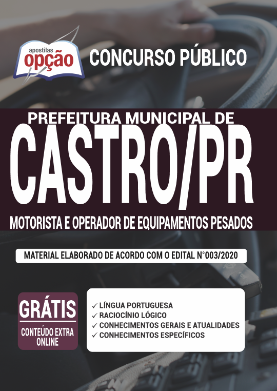 Apostila Prefeitura de Castro - PR - Motorista e Operador