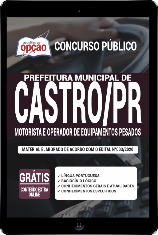 Apostila Prefeitura de Castro - PR em PDF - Motorista e Operador