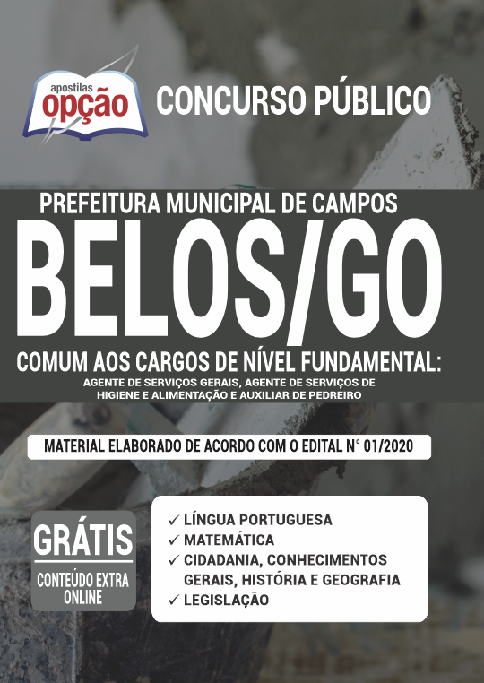 Apostila Prefeitura  de Campos Belos - GO - Cargos de Nível Fundamental