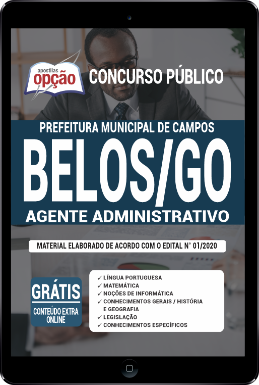 Apostila Prefeitura  de Campos Belos - GO em PDF - Agente Administrativo