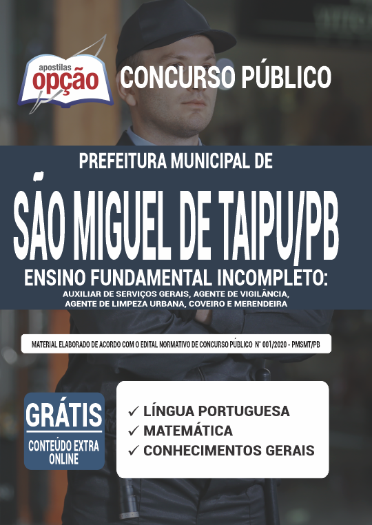 Apostila Prefeitura  São Miguel de Taipu PB - Ensino Fund Incompleto