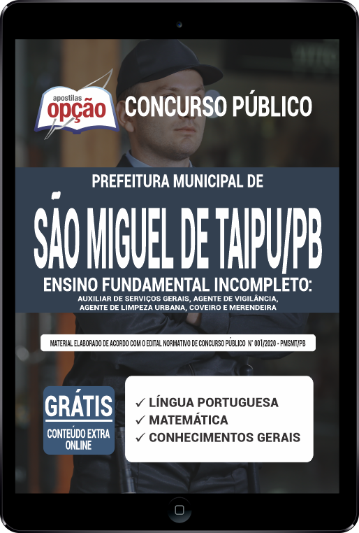 Apostila Prefeitura  São Miguel de Taipu PB PDF - Ensino Fund Incompleto