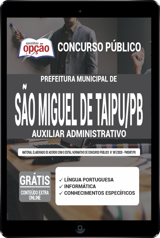 Apostila Prefeitura  São Miguel de Taipu PB PDF Auxiliar Administrativo