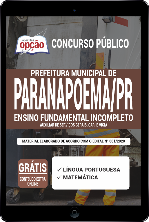 Apostila Prefeitura de Paranapoema PR PDF Ensino Fund Incompleto