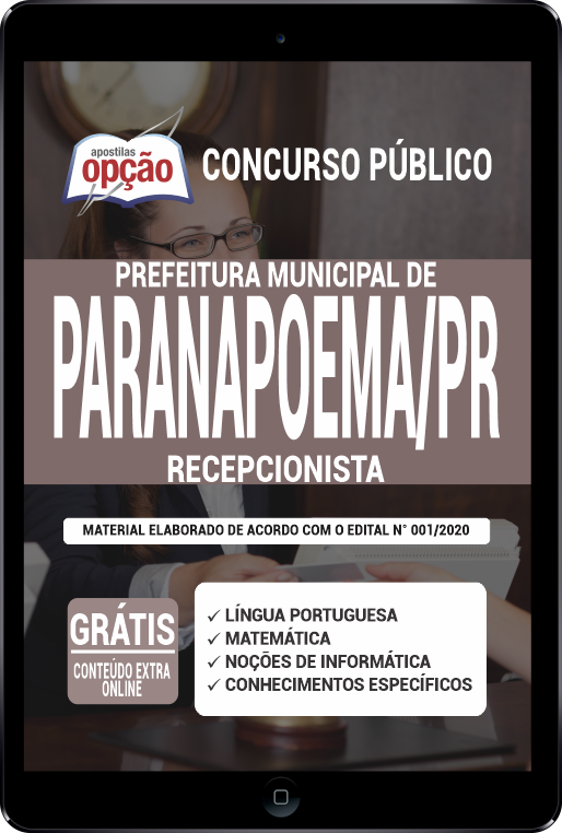 Apostila Prefeitura de Paranapoema - PR em PDF - Recepcionista