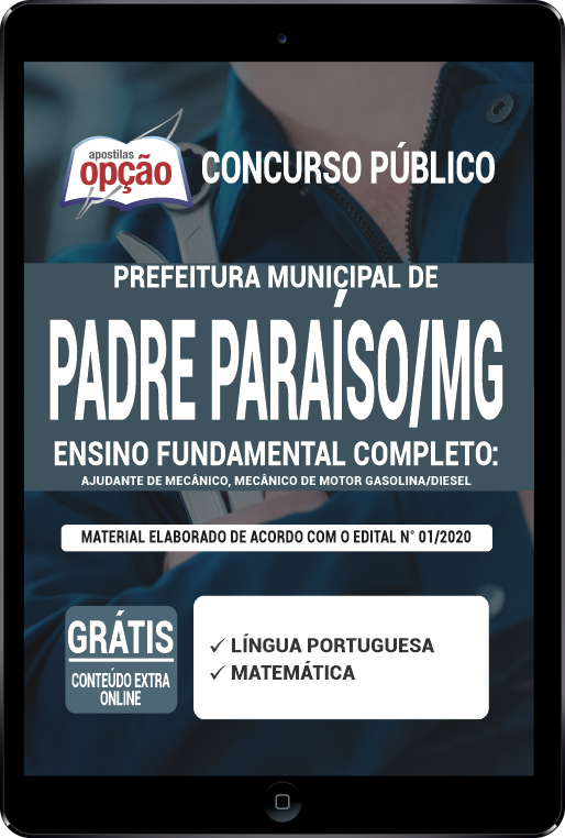 Apostila Prefeitura  de Padre Paraíso - MG PDF - Ensino Fund Completo