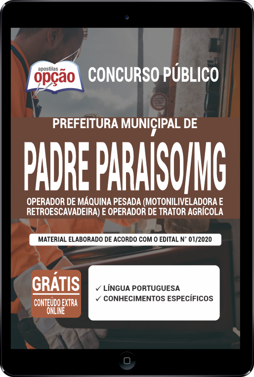 Apostila Prefeitura de Padre Paraíso MG PDF - Operador de Máquina