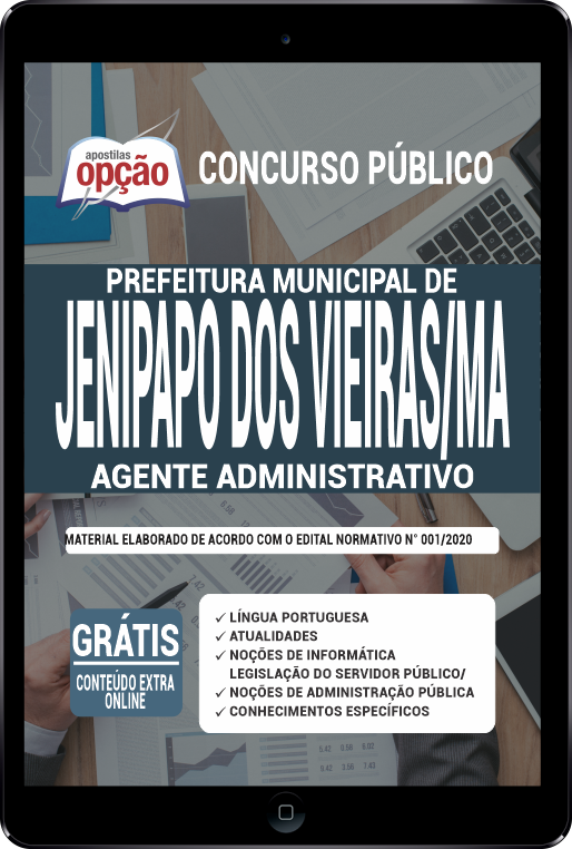 Apostila Prefeitura  de Jenipapo dos Vieiras - MA PDF - Agente Admin