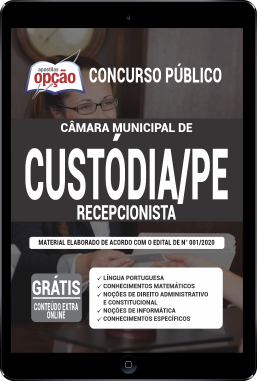 Apostila Câmara de Custódia - PE em PDF - Recepcionista