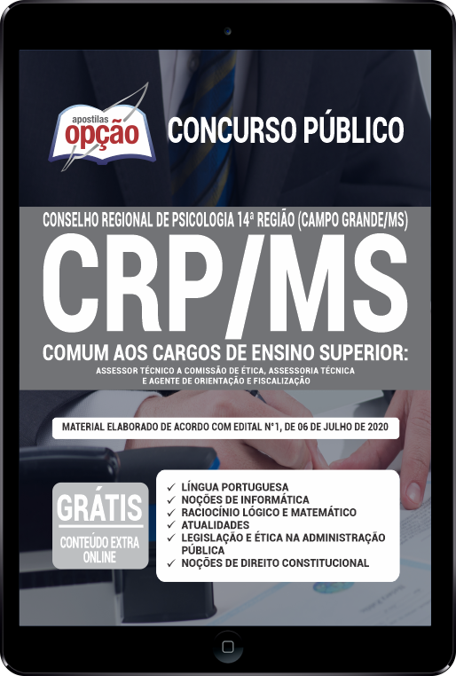 Apostila CRP-MS PDF - Comum aos Cargos de Ensino Superior