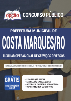 Apostila Prefeitura de Costa Marques - RO - Auxiliar Operacional de Serviços Diversos