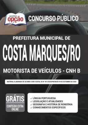 Apostila Prefeitura de Costa Marques - RO - Motorista de Veículos Leves - CNH B