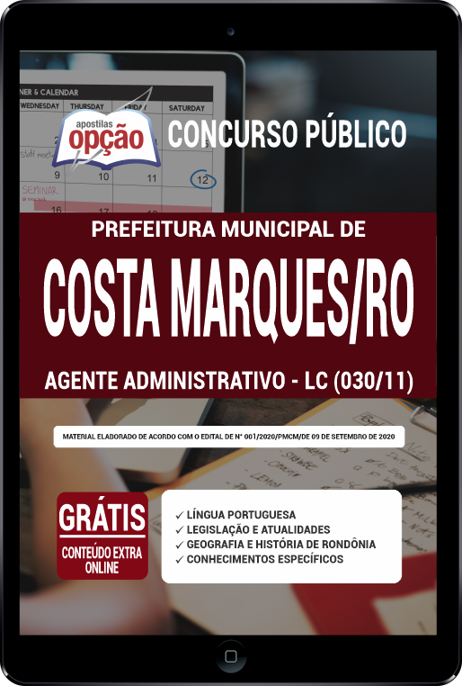 Apostila Prefeitura  Costa Marques - RO PDF - Agente Adm - LC (030/11)