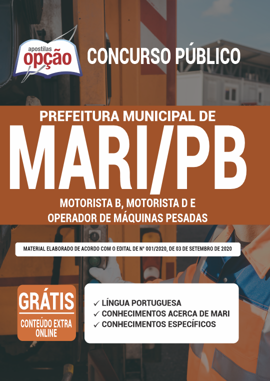 Apostila Prefeitura de Mari - PB - Motorista B e D e Operador