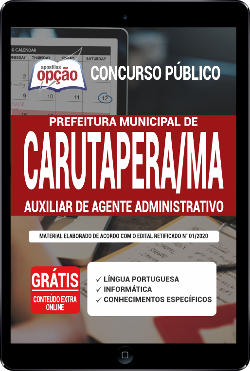 Apostila Prefeitura  Carutapera MA PDF - Aux de Agente Administrativo