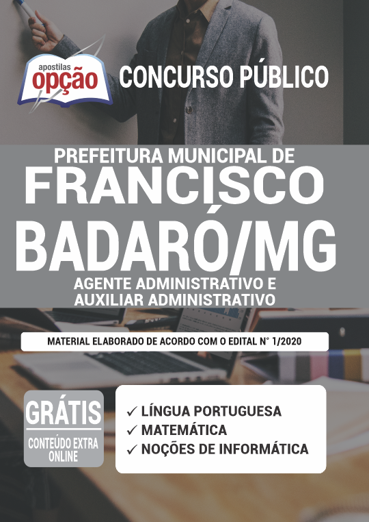 Apostila Prefeitura de Francisco Badaró - MG - Agente Admin