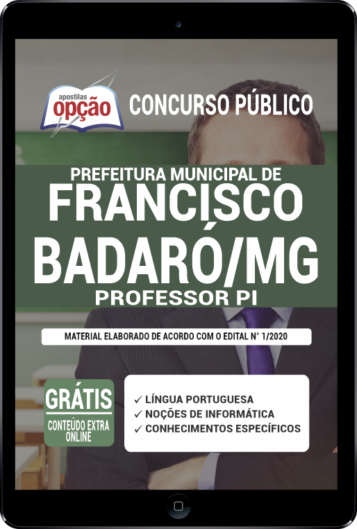 Apostila Prefeitura de Francisco Badaró - MG em PDF - Professor PI 202