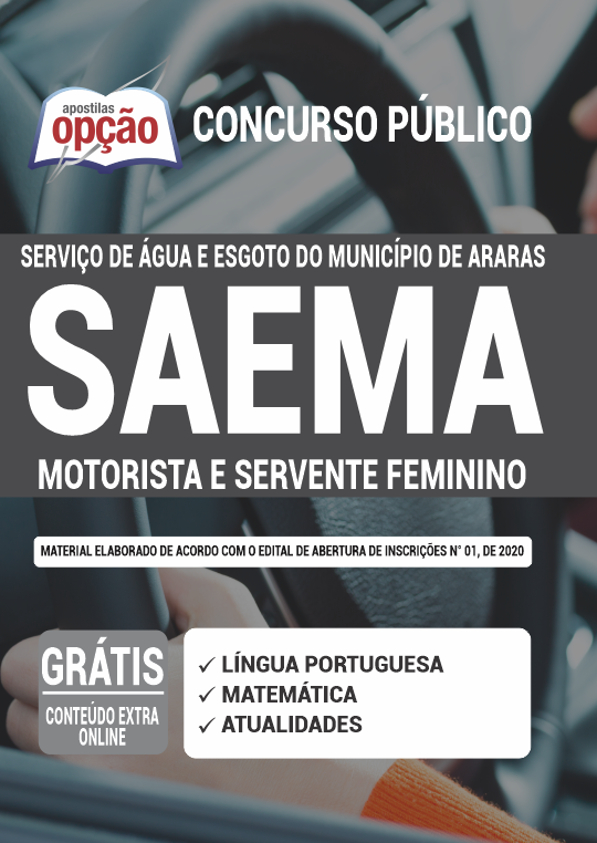 Apostila SAEMA de Araras - SP - Motorista e Servente Feminino