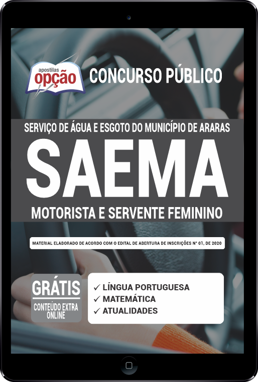 Apostila SAEMA de Araras - SP PDF - Motorista e Servente Feminino