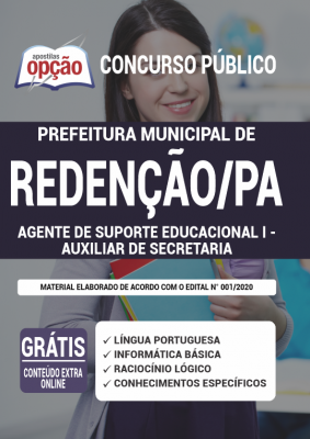 Apostila Prefeitura de Redenção - PA - Agente de Suporte Educacional I - Auxiliar de Secretaria