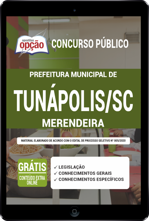 Apostila Prefeitura de Tunápolis - SC PDF - Merendeira