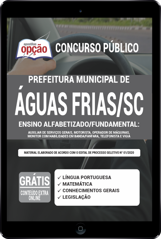 Apostila Prefeitura  Águas Frias - SC PDF - Alfabetizado/Fundamental