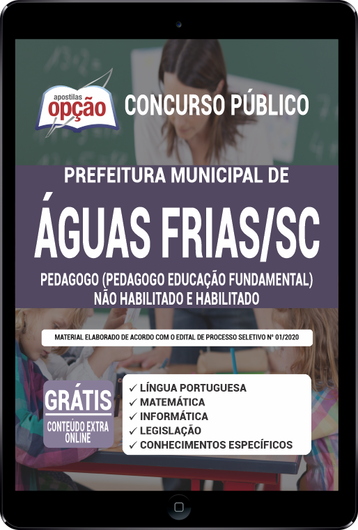 Apostila Prefeitura  Águas Frias SC PDF - Professor (Pedagogo Ens Fund)